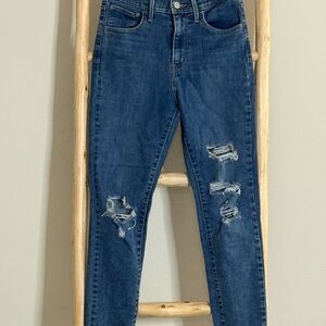 Levi's Dark Blue Ripped Skinny Jeans